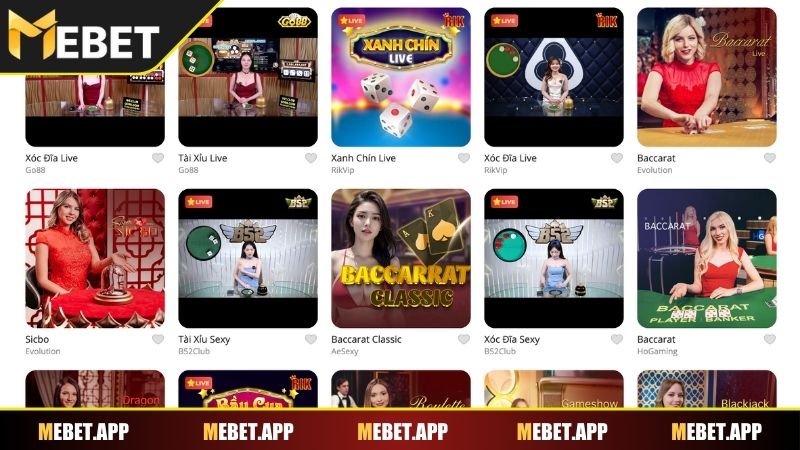 Trải nghiệm hấp dẫn khi tham gia Live casino Mebet