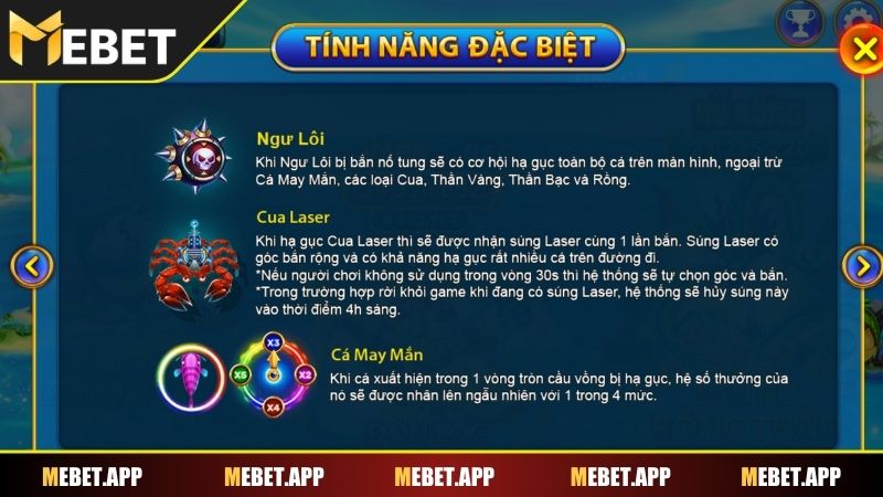 Ưu điểm nổi bật của sảnh bắn cá Mebet